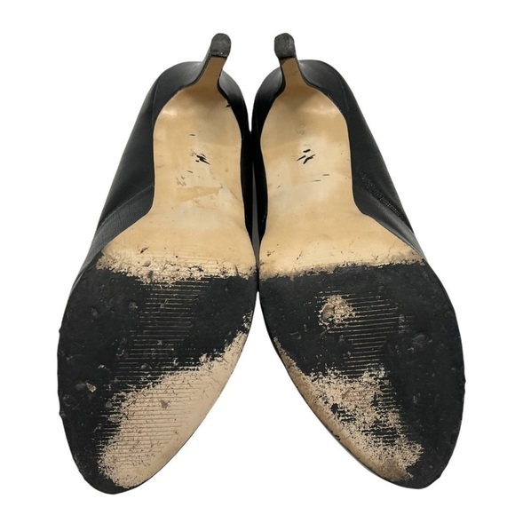 Marc Fisher Marsha Black Leather Peep Toe Platform Pumps with Bows - Picture 9 of 12